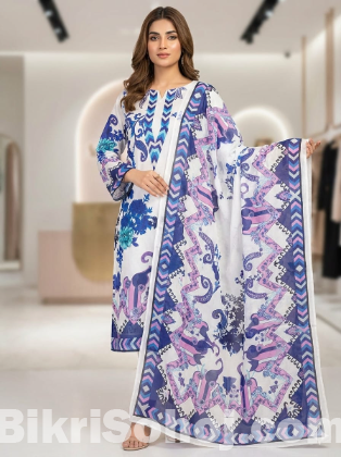 Ready Made Pure dubai silk Digital Print Three Piece